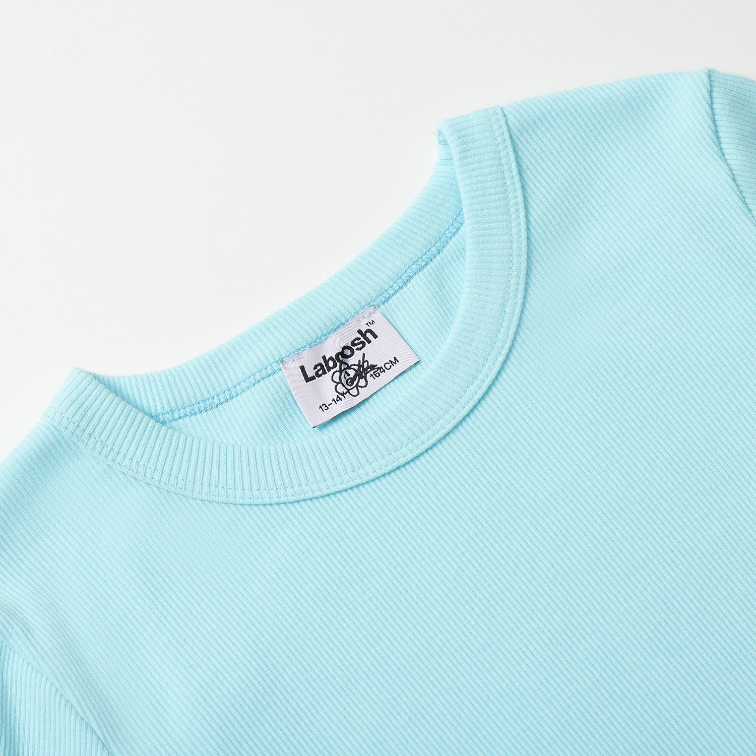 قميص قصير مضلع من القطن الأساسي - كم طويل