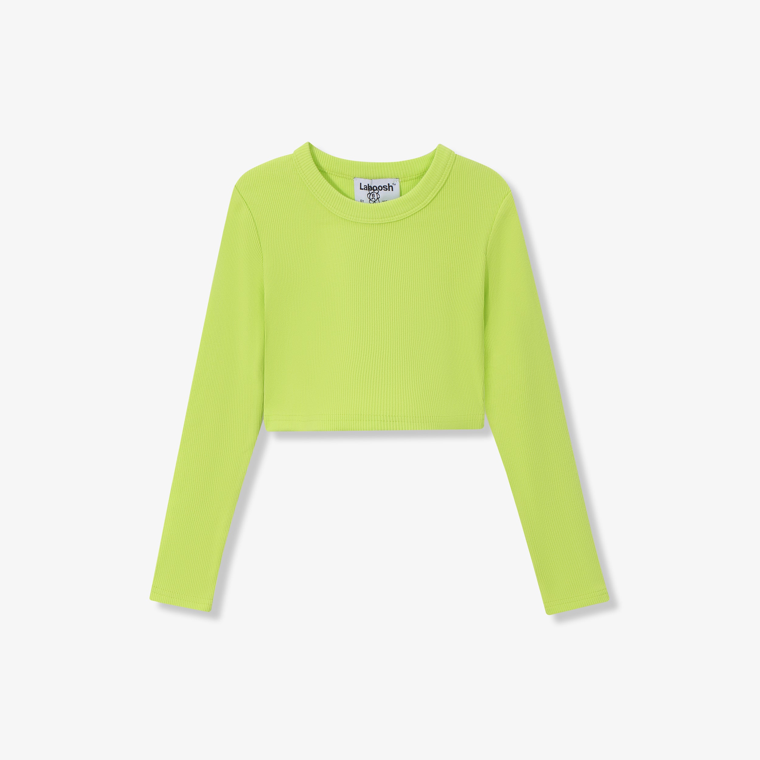 SPORTY COTTON RIBBED CROP TOP - LONG SLEEVE