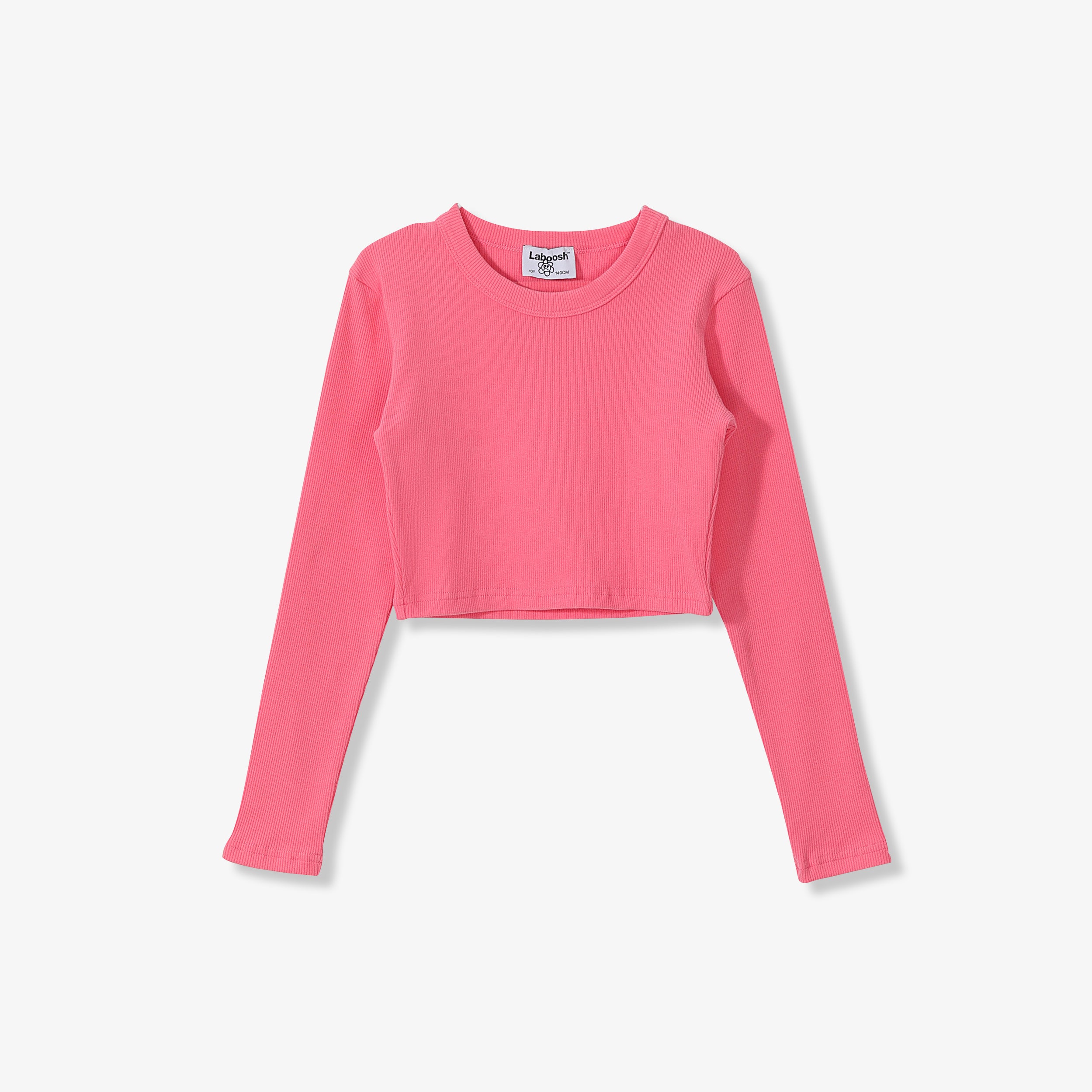 ESSENTIAL COTTON RIBBED CROP TOP - LONG SLEEVE