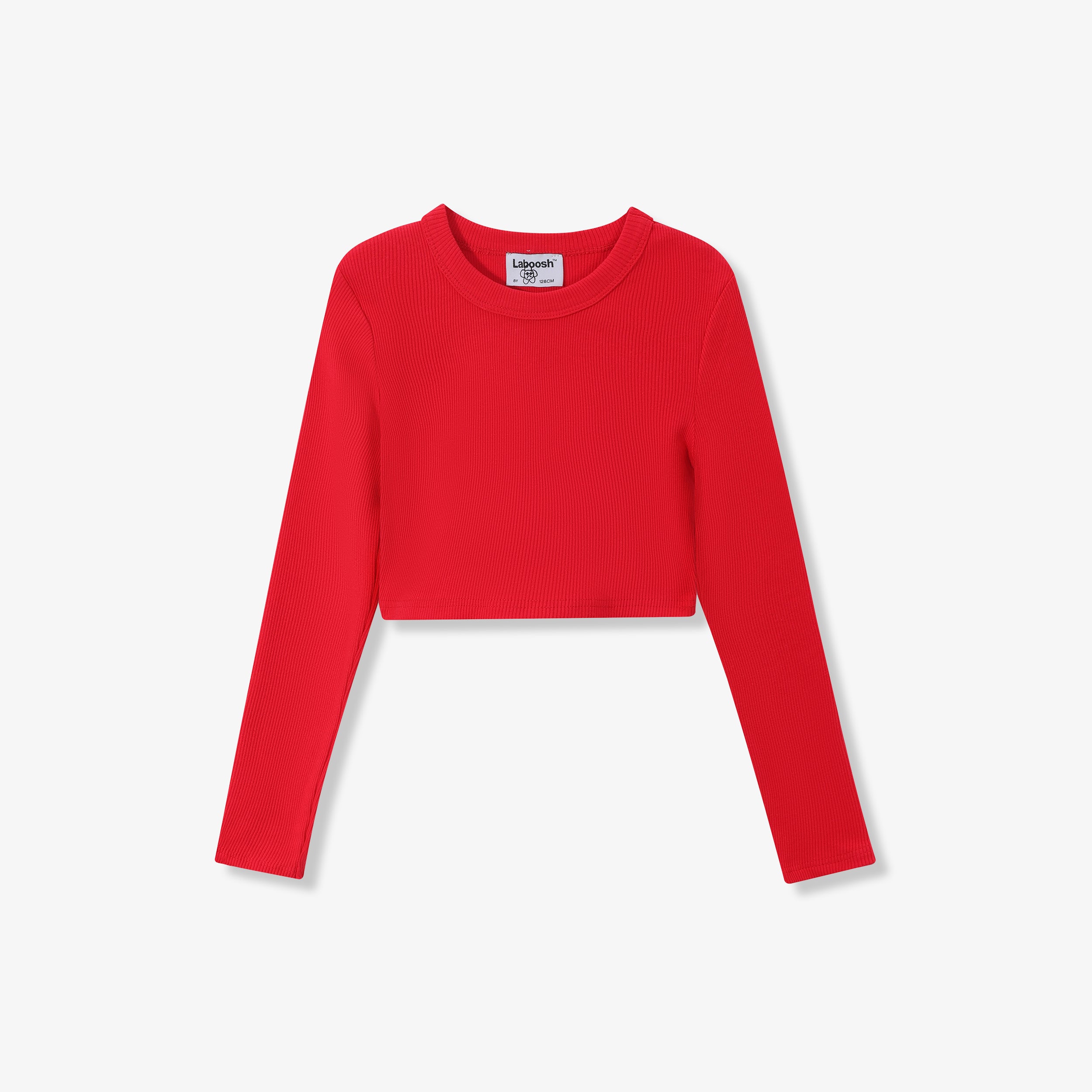SPORTY COTTON RIBBED CROP TOP - LONG SLEEVE