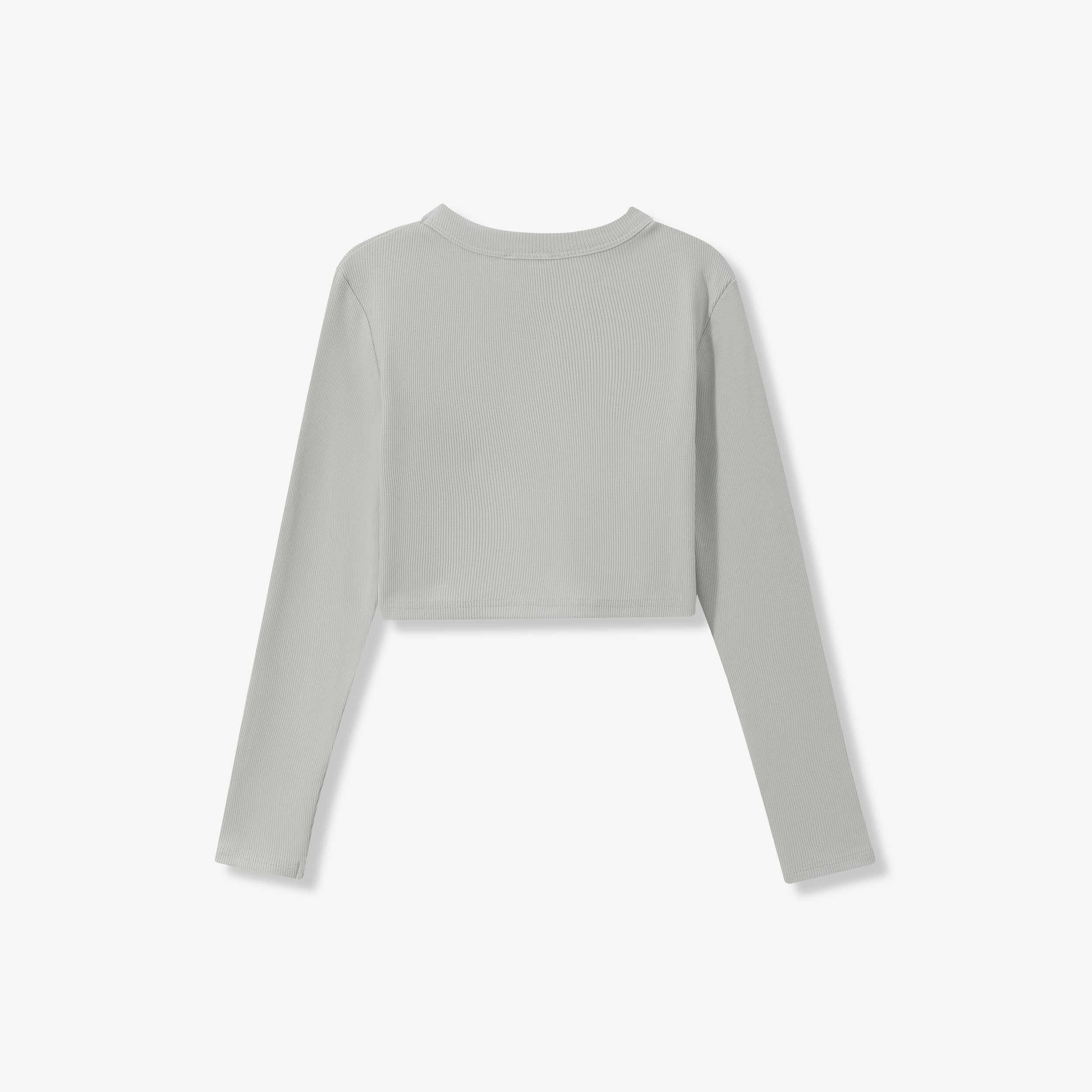 SPORTY COTTON RIBBED CROP TOP - LONG SLEEVE