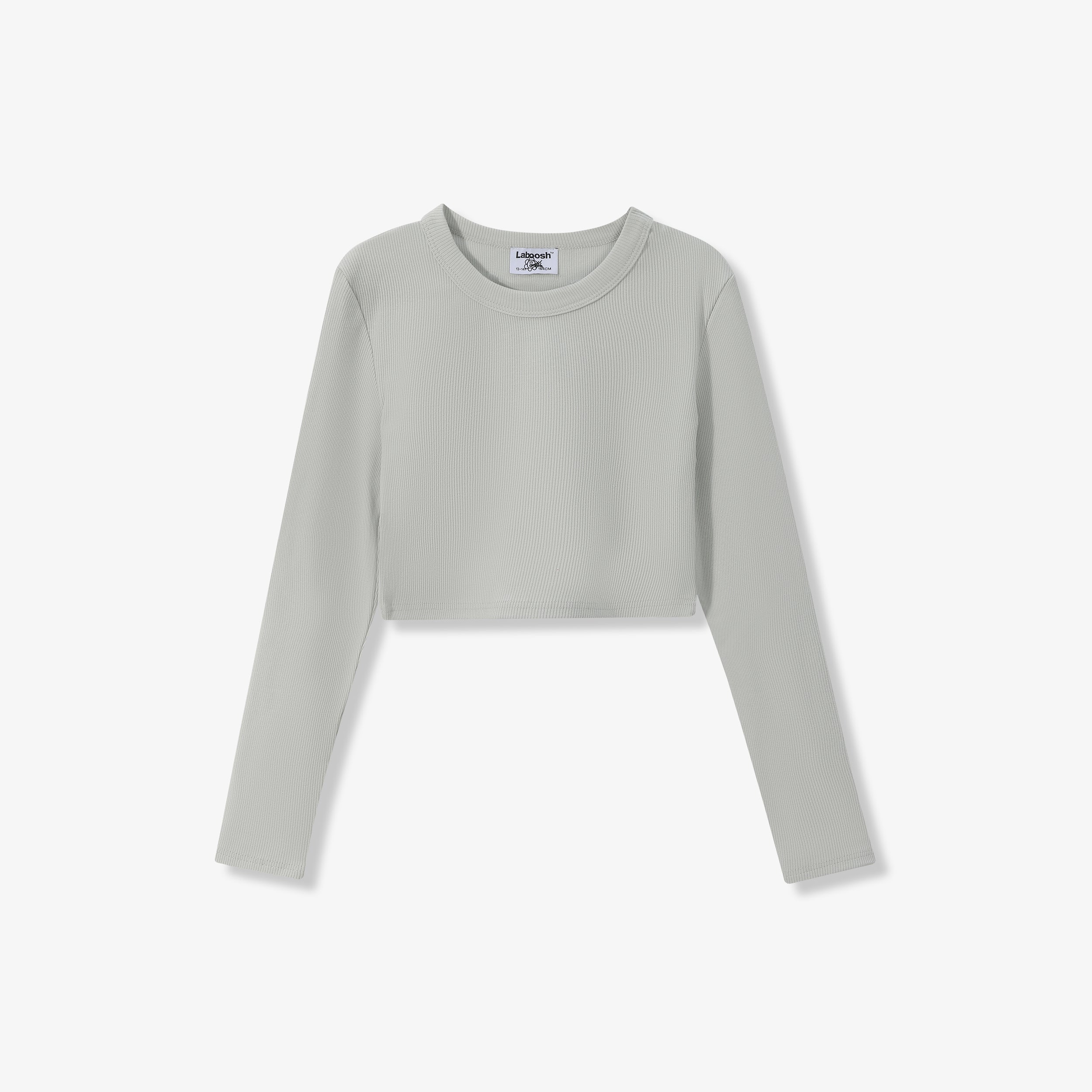 SPORTY COTTON RIBBED CROP TOP - LONG SLEEVE