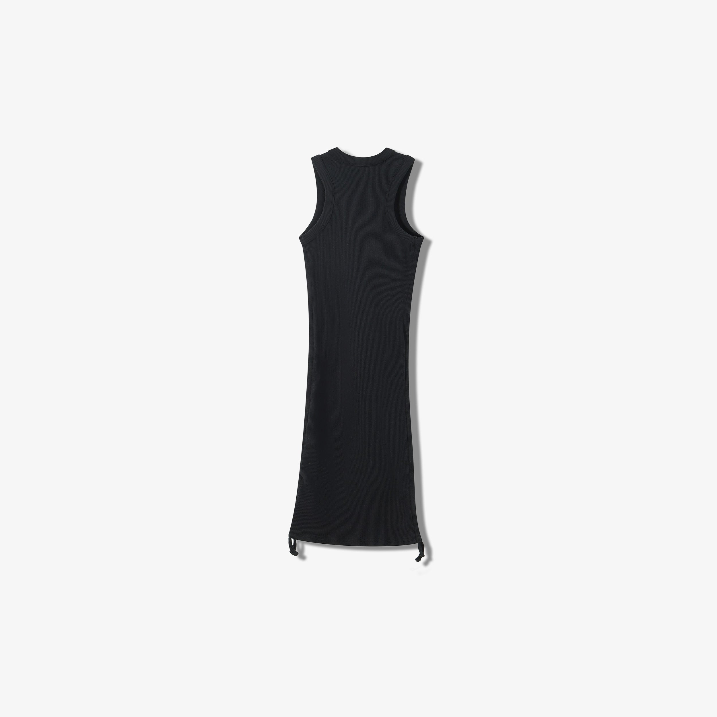 ESSENTIAL COTTON RIBBED RUCHED DRESS -  SLEEVELESS