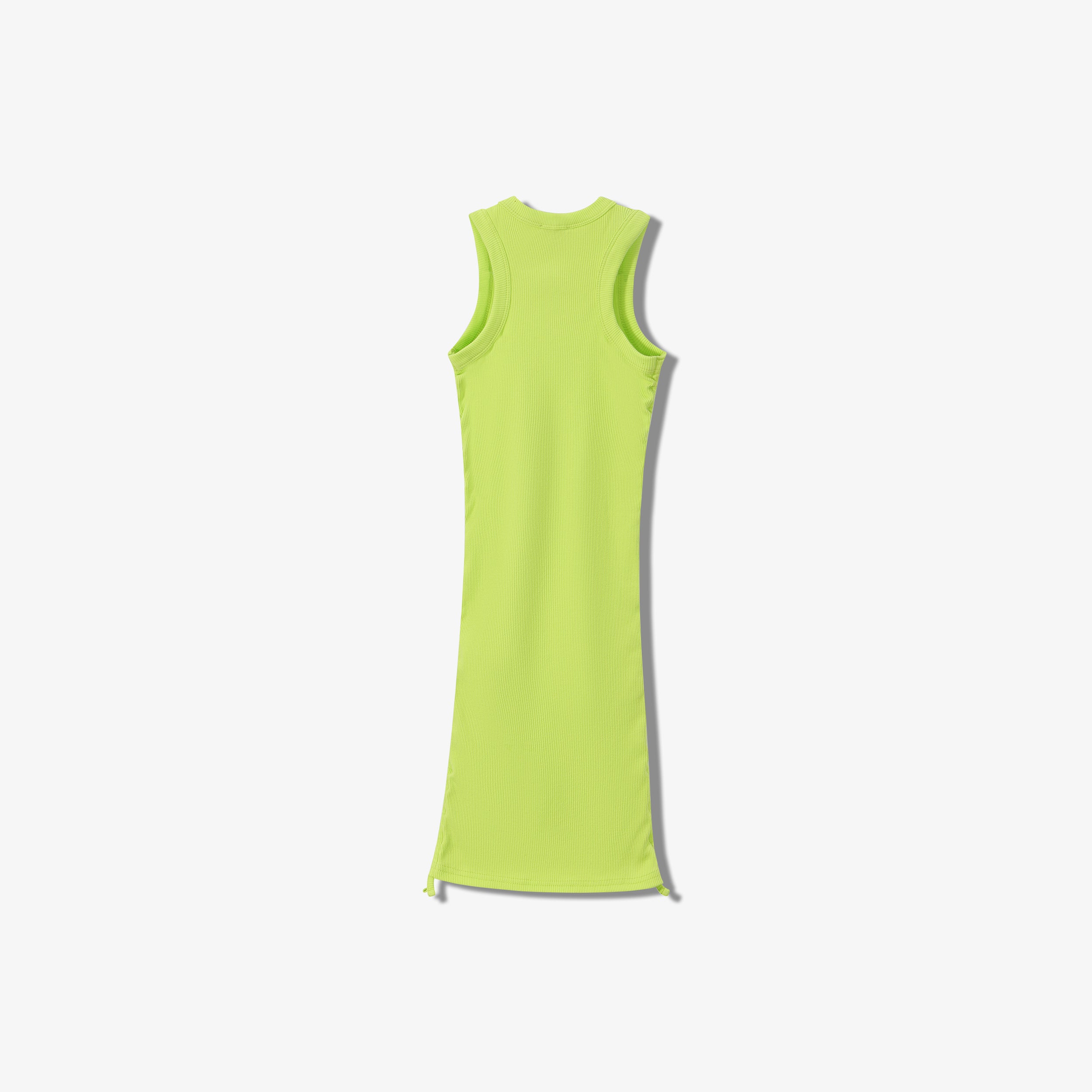 SPORTY COTTON RIBBED RUCHED DRESS -  SLEEVELESS