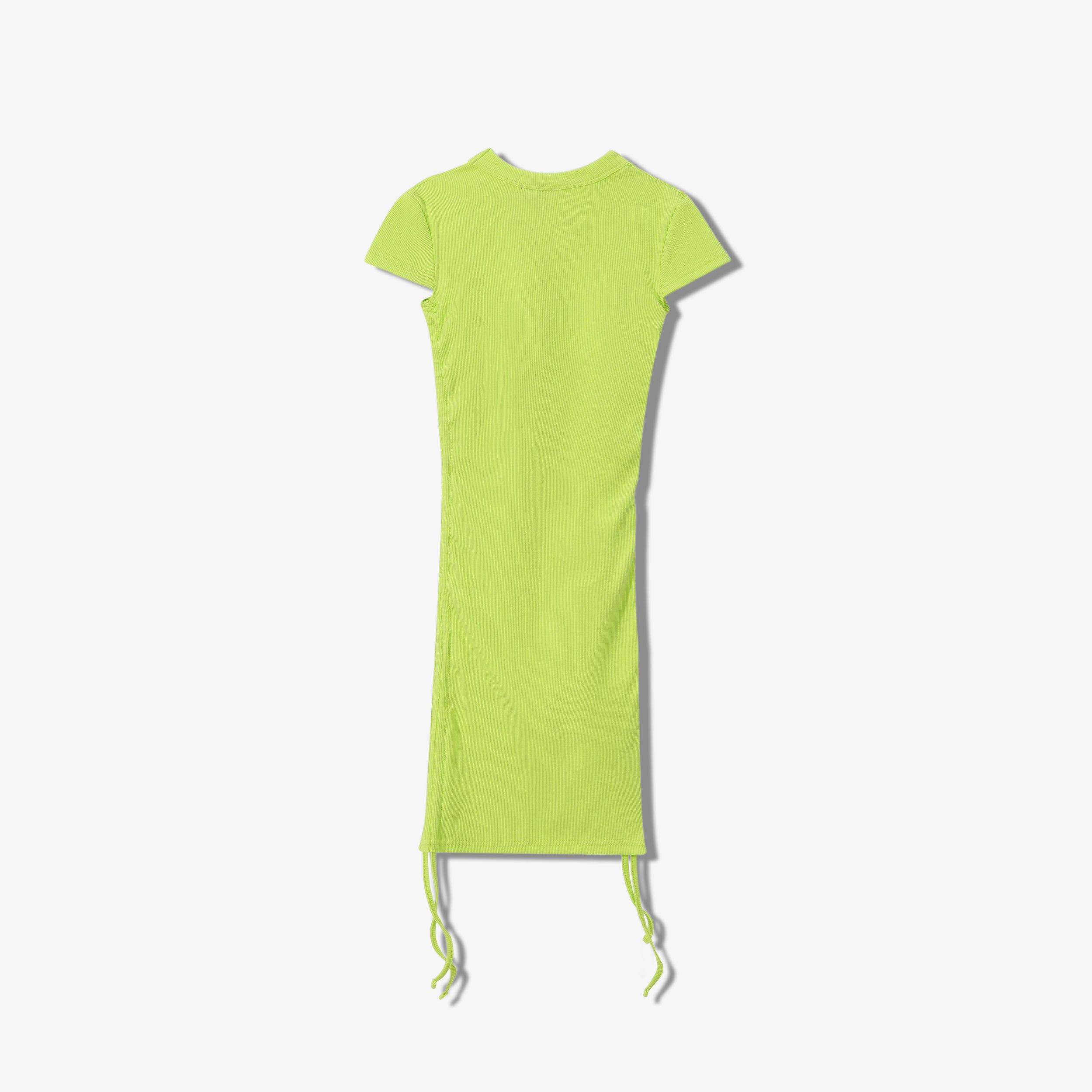 SPORTY COTTON RIBBED  SHORT SLEEVE RUCHED DRESS