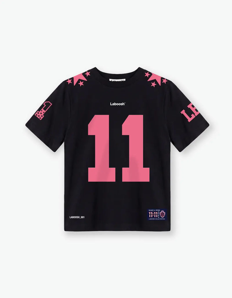 11:11 Pink Star Tee, Black