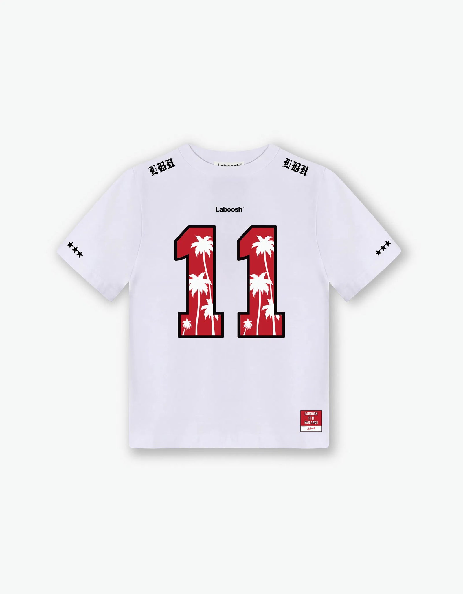 11:11 Red Palm Tee, White