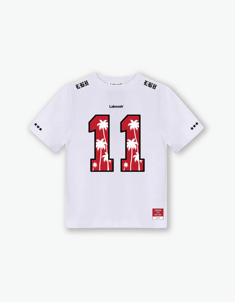 11:11 Red Palm Tee, White