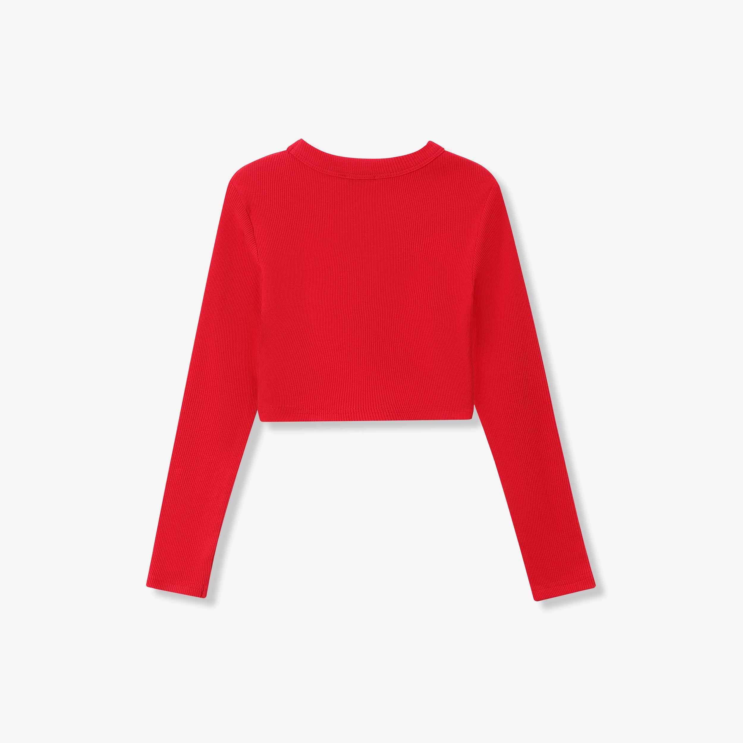 ESSENTIAL COTTON RIBBED CROP TOP - LONG SLEEVE