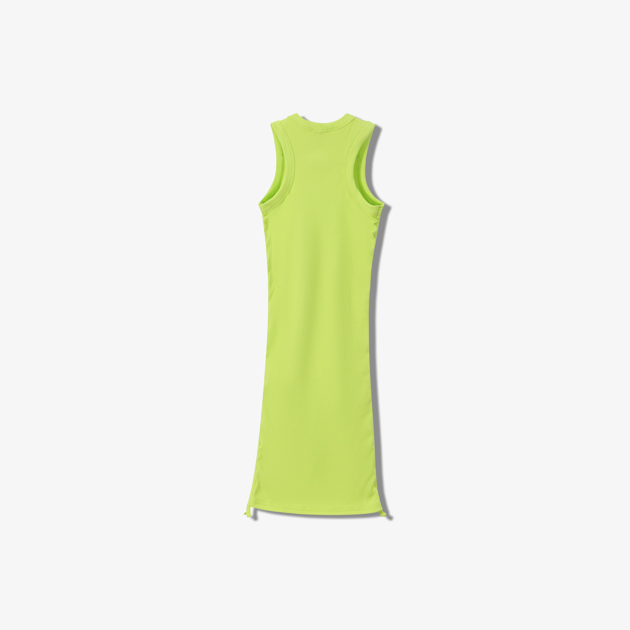 ESSENTIAL COTTON RIBBED RUCHED DRESS -  SLEEVELESS