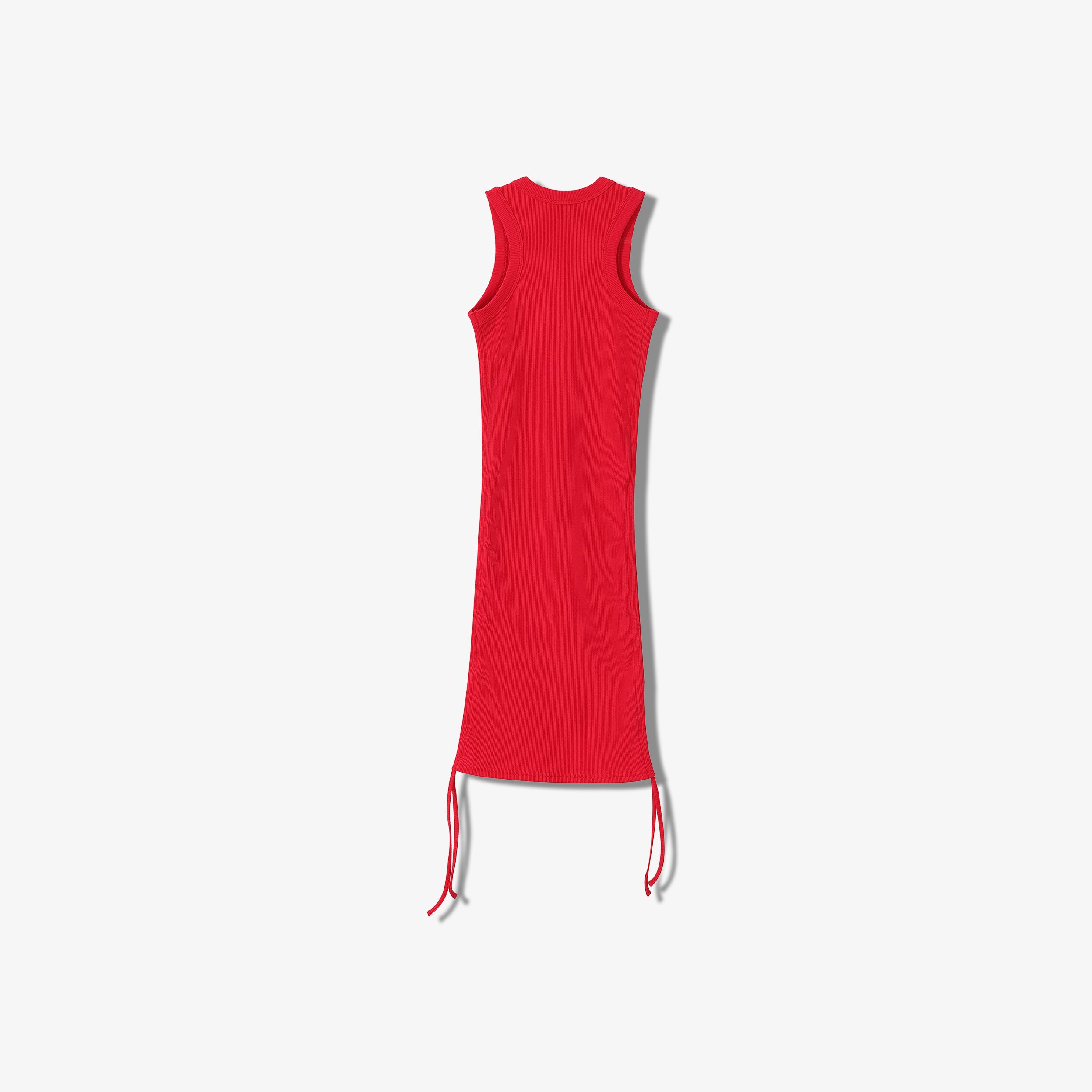 ESSENTIAL COTTON RIBBED RUCHED DRESS -  SLEEVELESS
