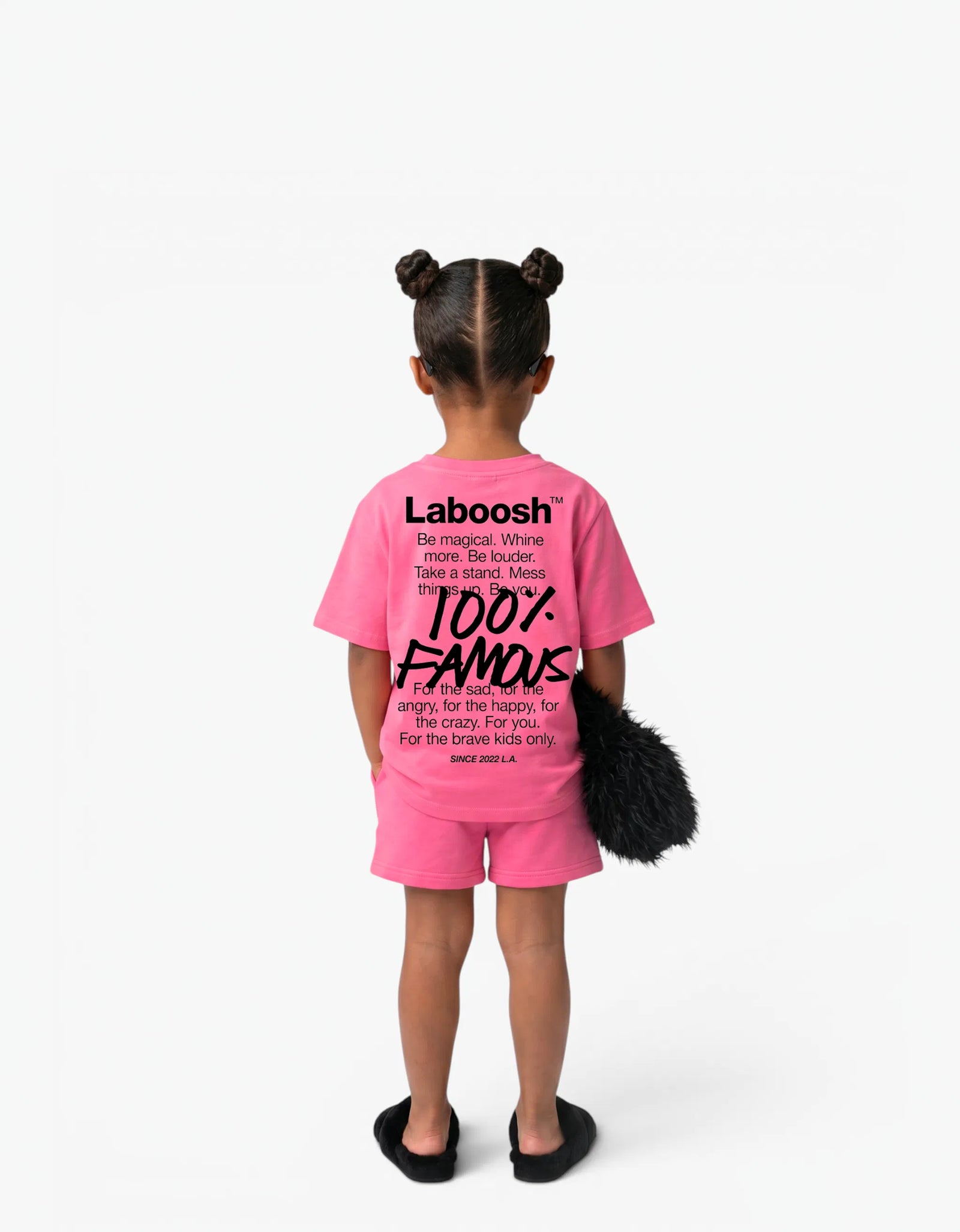 Pink Shorts for girls by Laboosh, back view on a white background