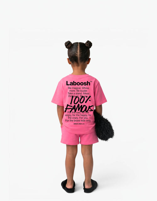 Pink Shorts for girls by Laboosh, back view on a white background