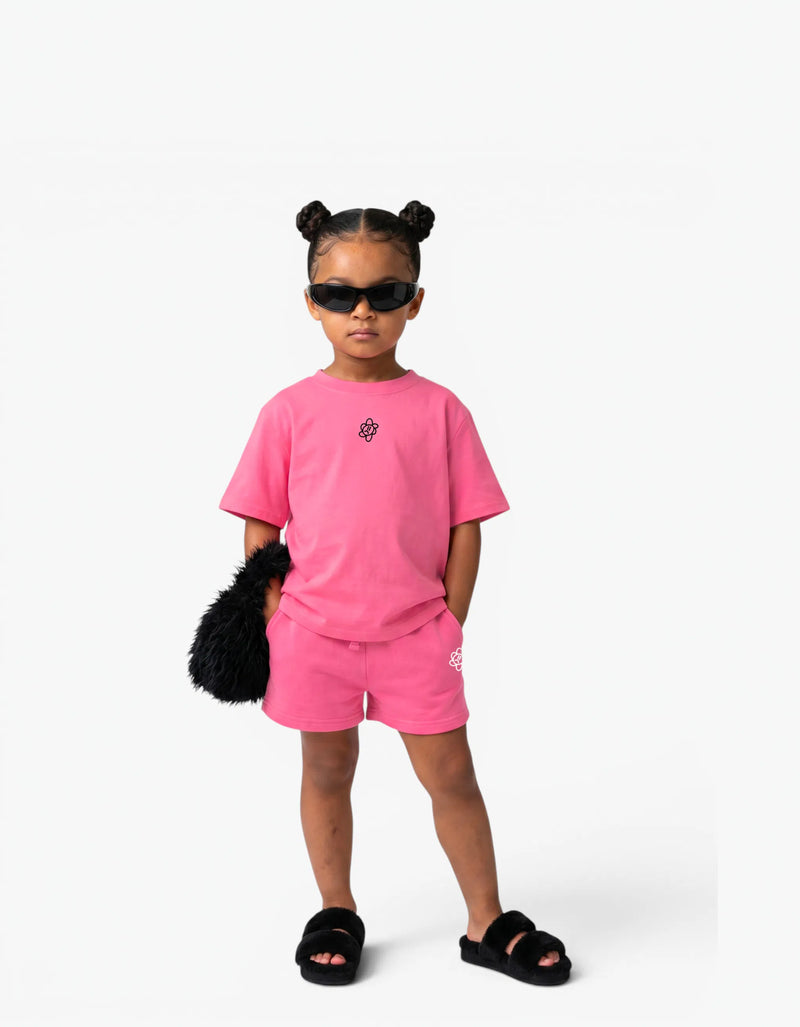 Pink Shorts for girls by Laboosh, front view on a white background — alt view