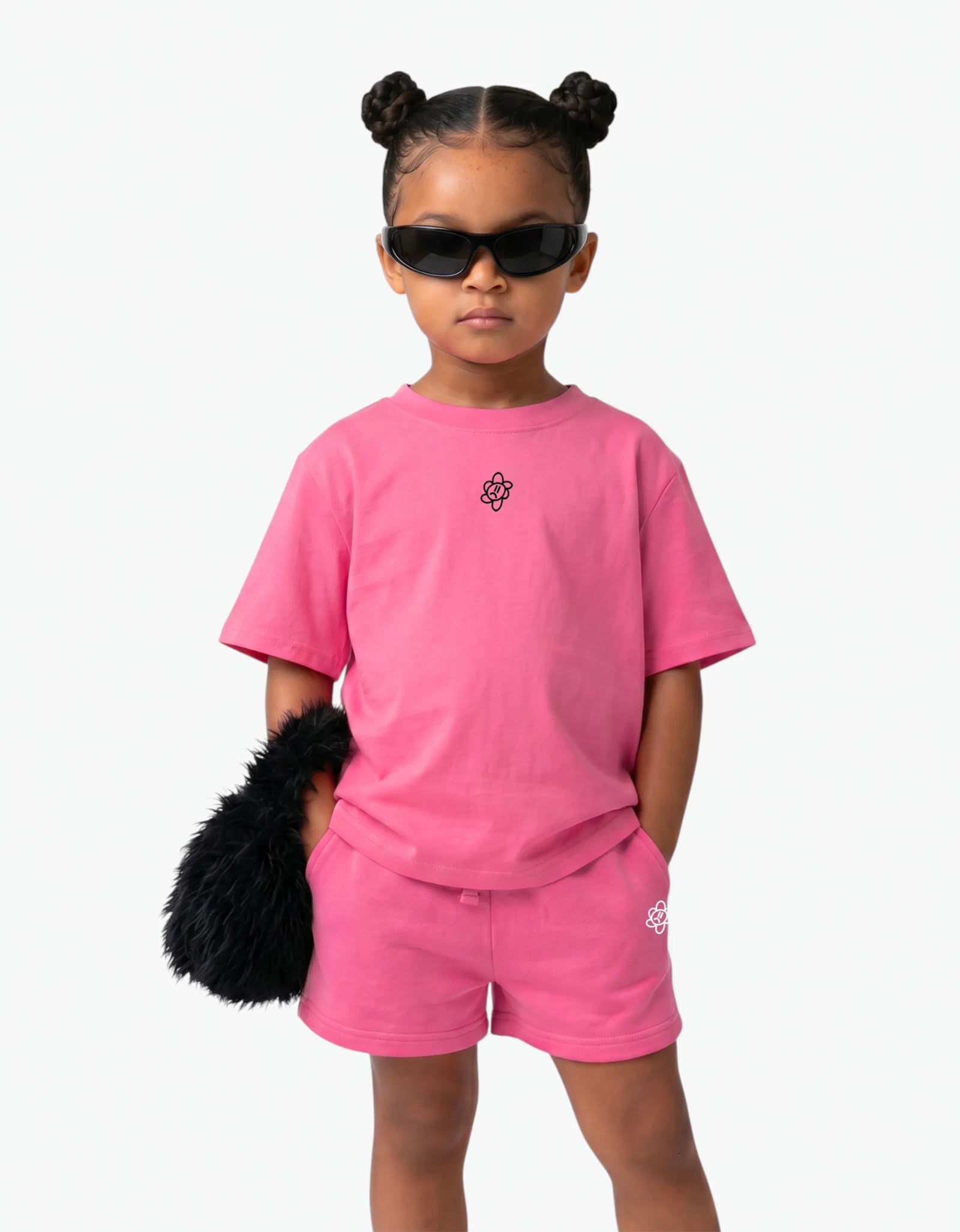 Pink Shorts for girls by Laboosh, styled view on a white background