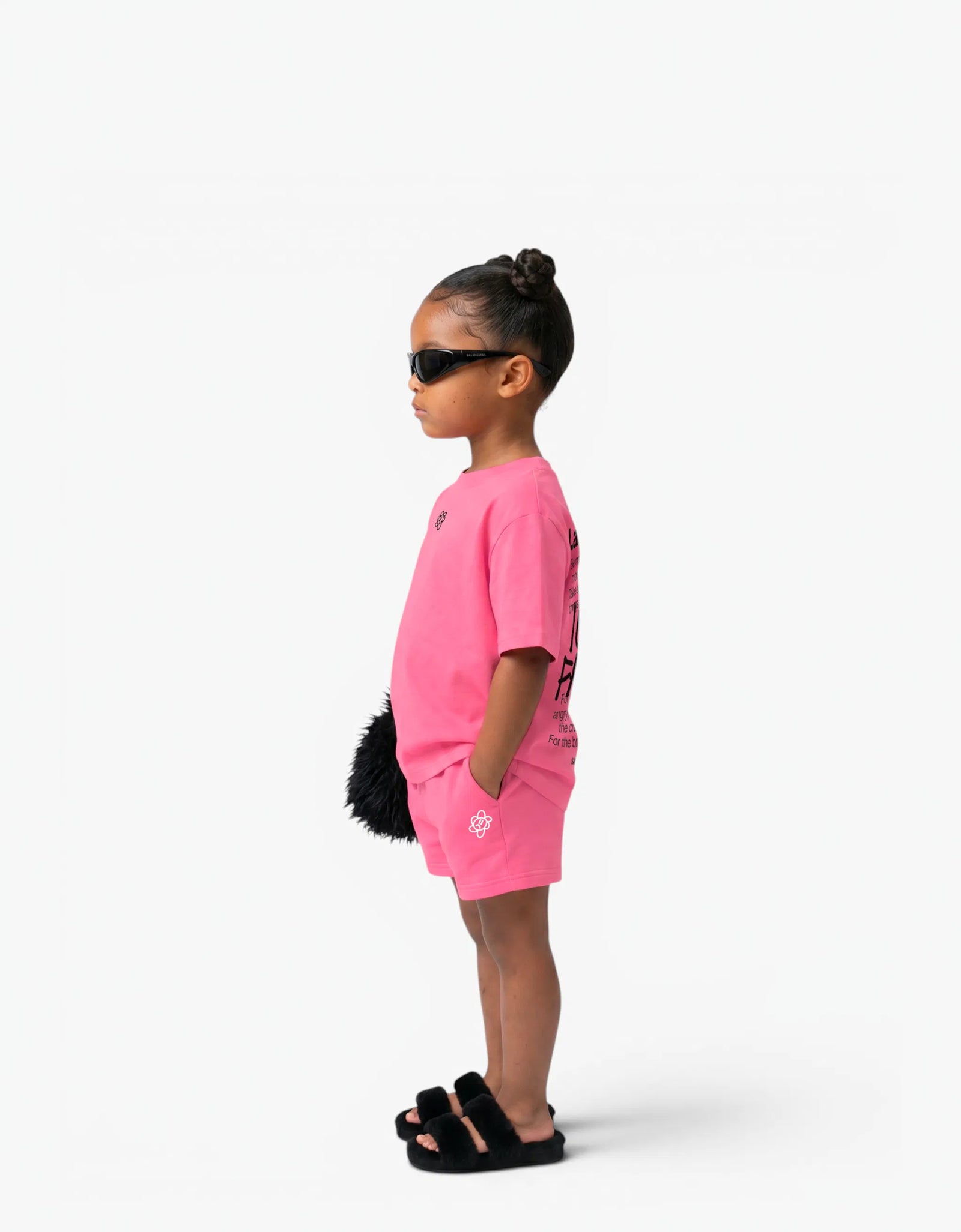 Pink Shorts for girls by Laboosh, side view on a white background