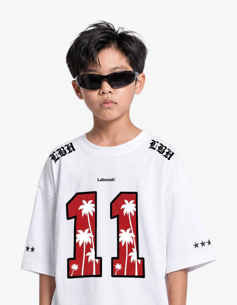 11:11 Red Palm Tee, White — alt view