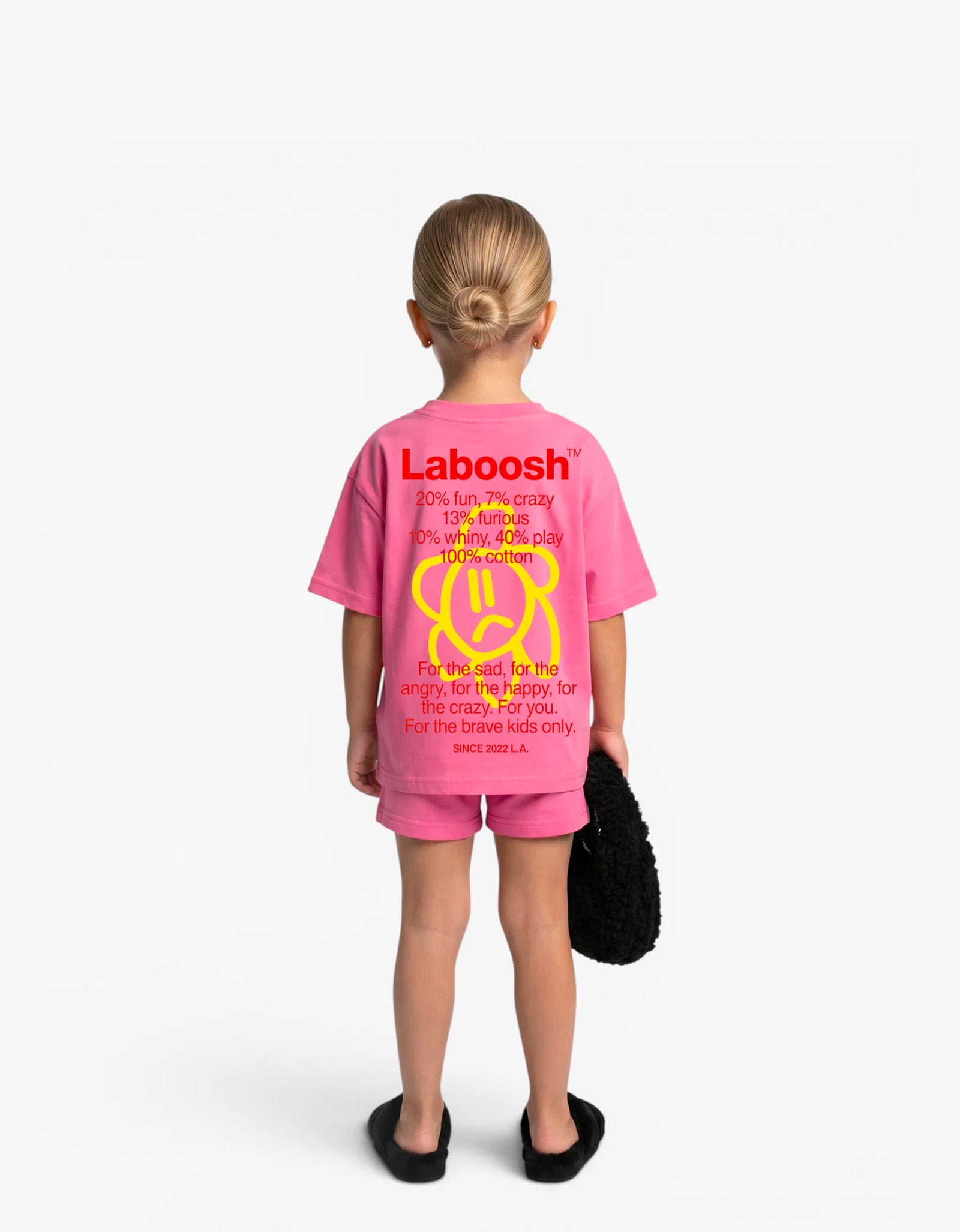 Pink Shorts for girls by Laboosh, back view on a white background