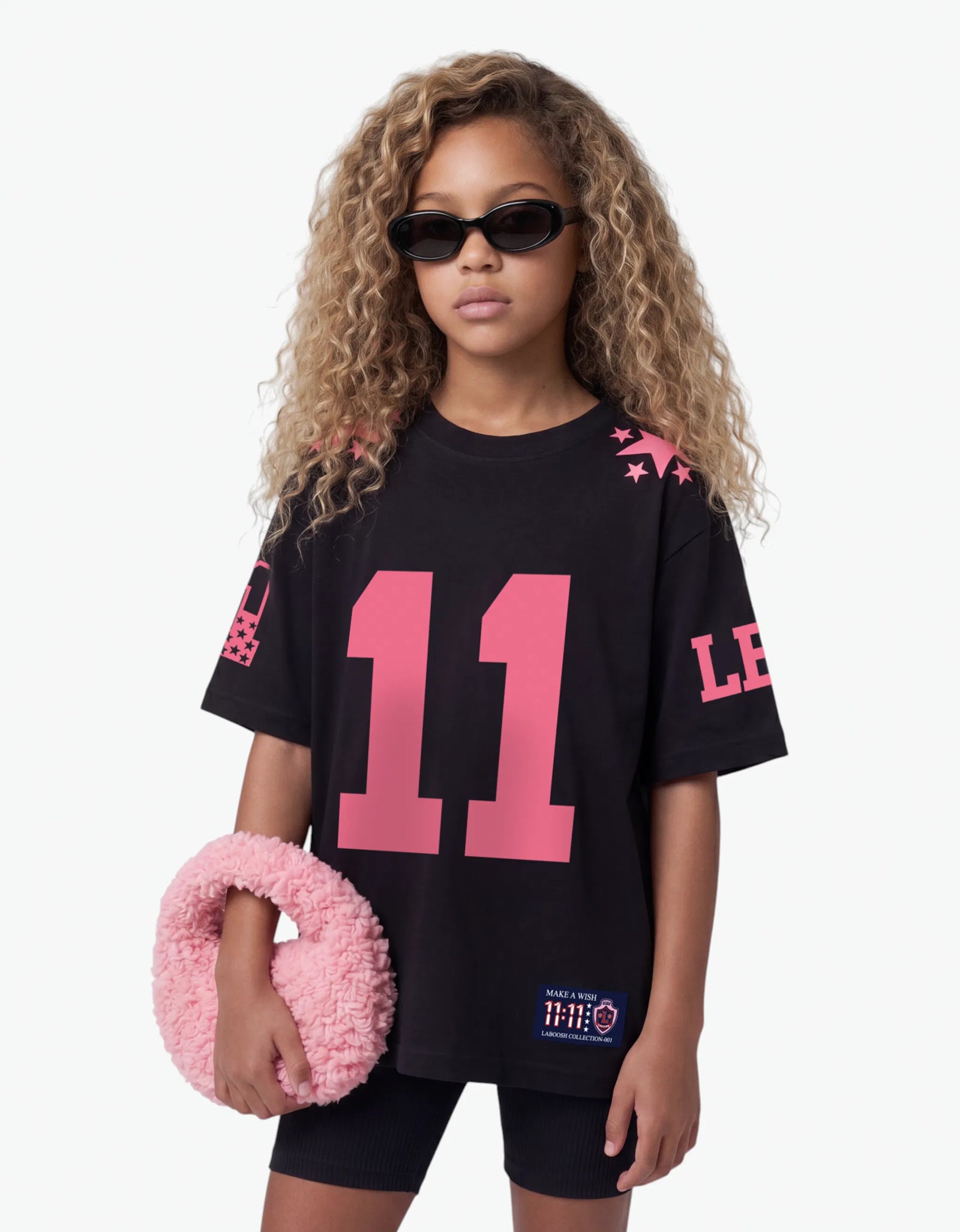 11:11 Pink Star Tee, Black