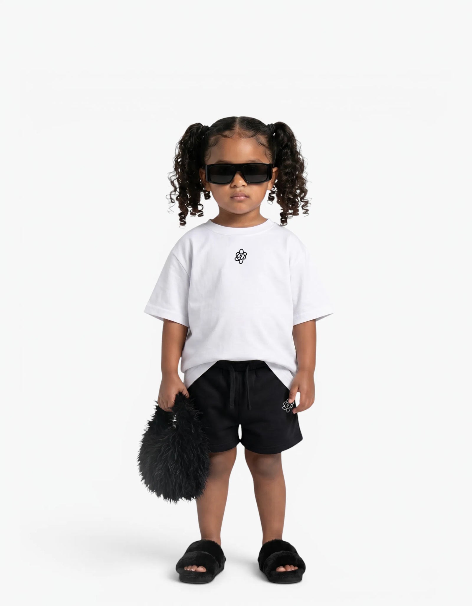 Black Shorts for girls by Laboosh, front view on a white background
