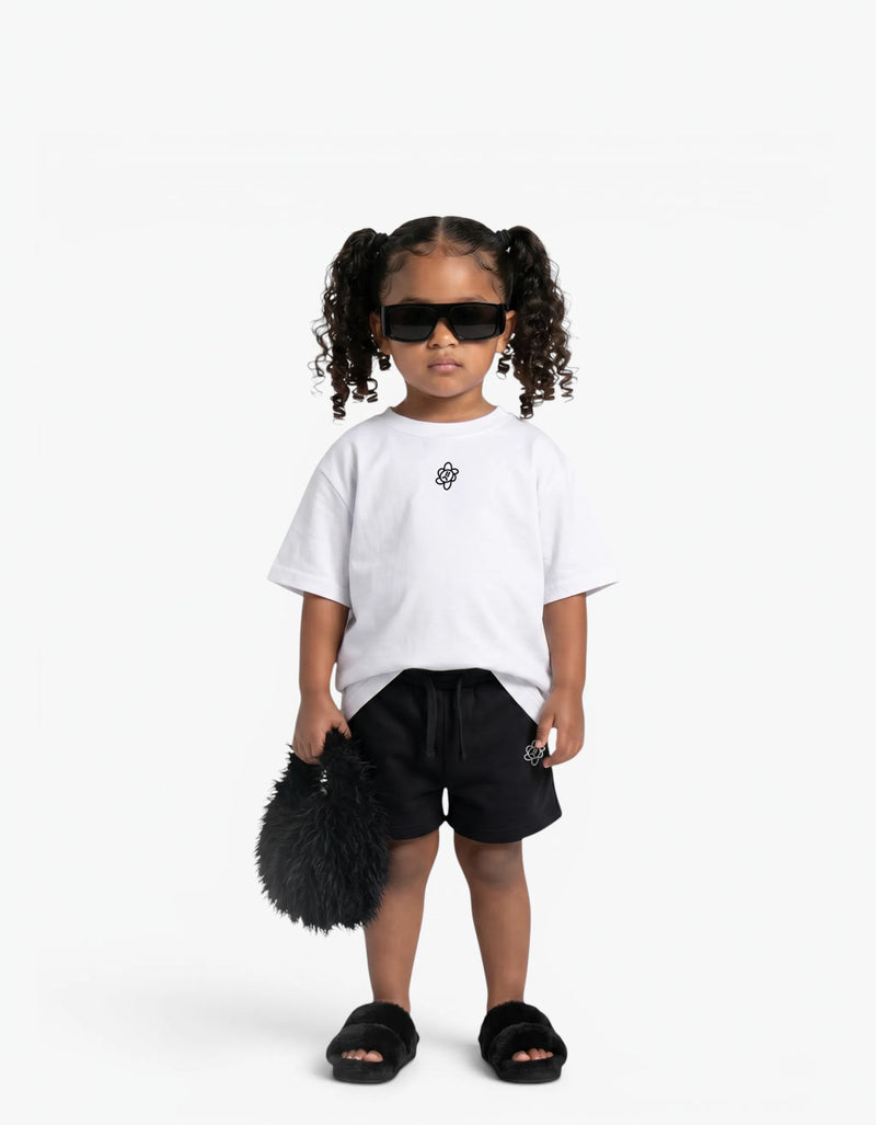 Black Shorts for girls by Laboosh, front view on a white background