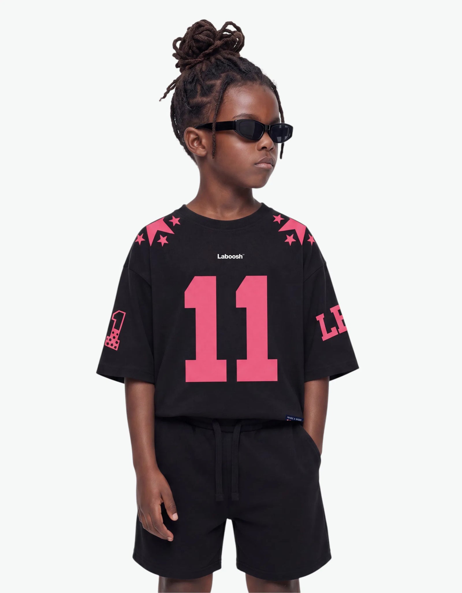 11:11 Pink Star Tee, Black