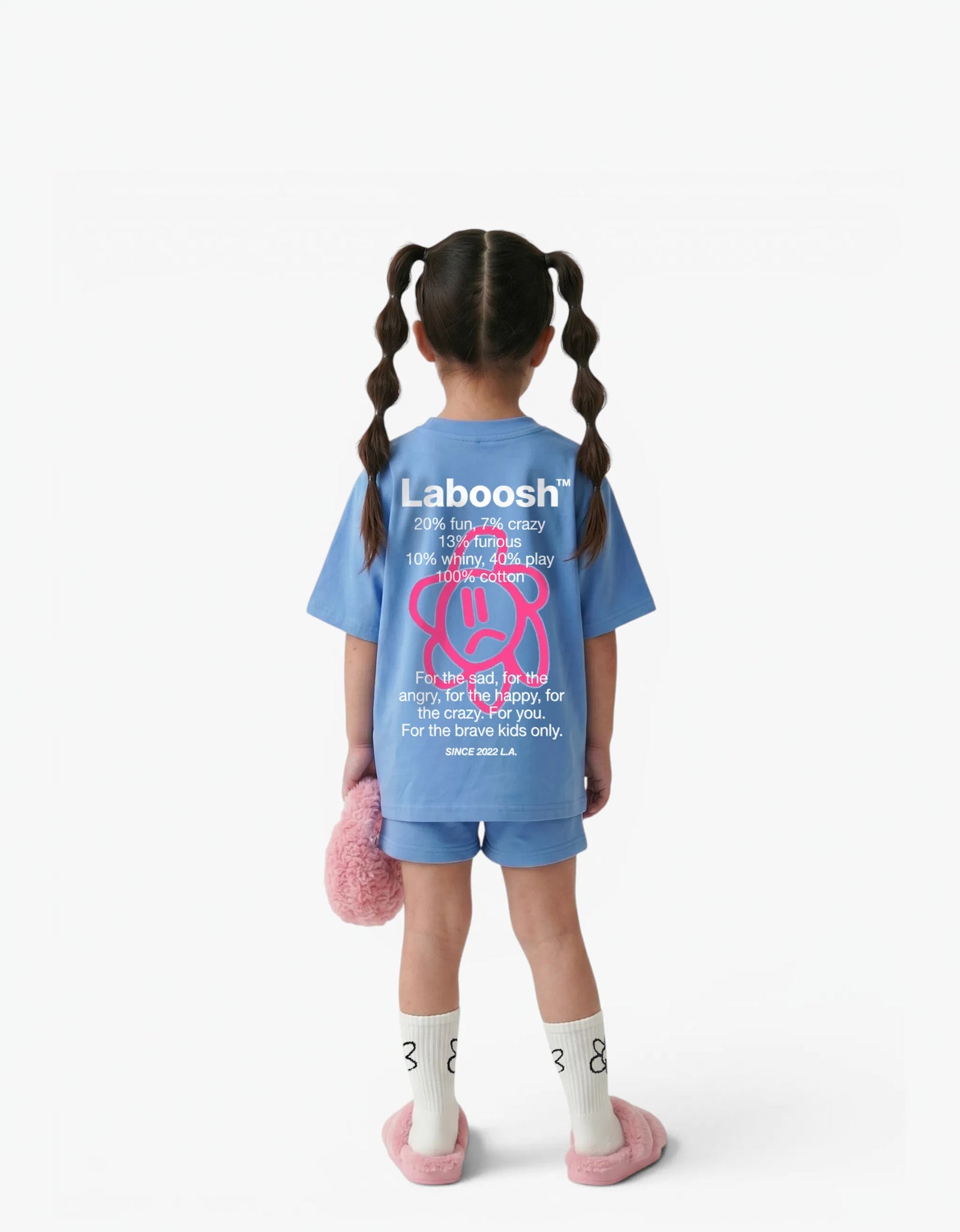 Blue Shorts for girls by Laboosh, back view on a white background