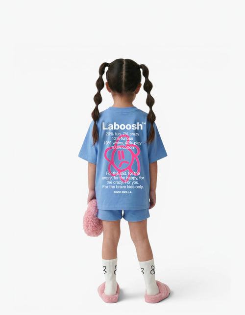 Blue Shorts for girls by Laboosh, back view on a white background