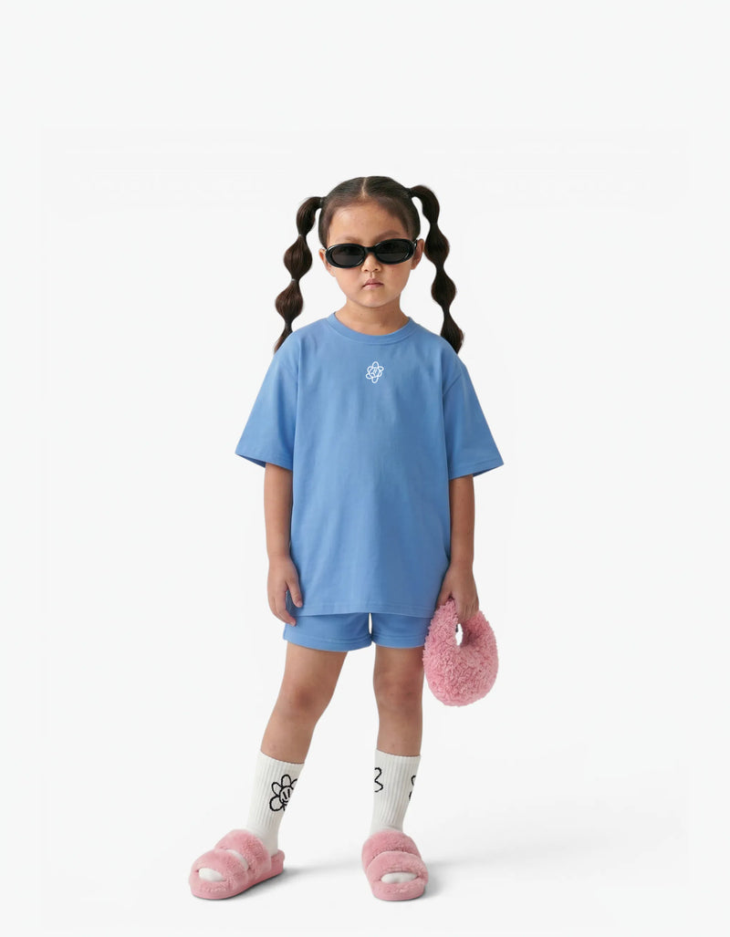 Blue Shorts for girls by Laboosh, front view on a white background