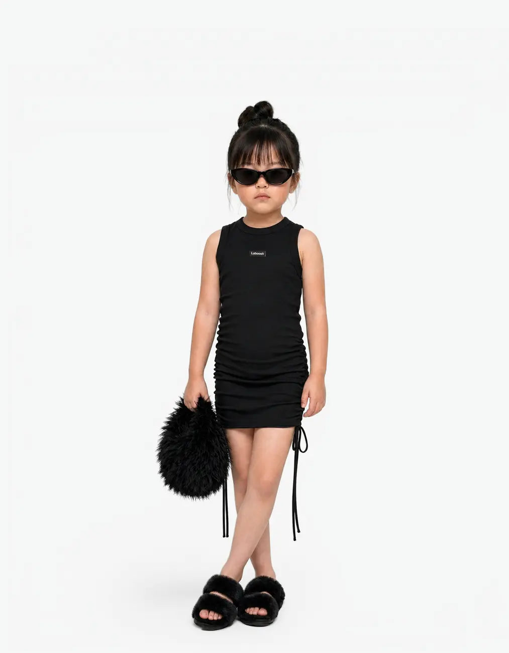Ribbed Ruched Tank Dress, Oreo Cookie