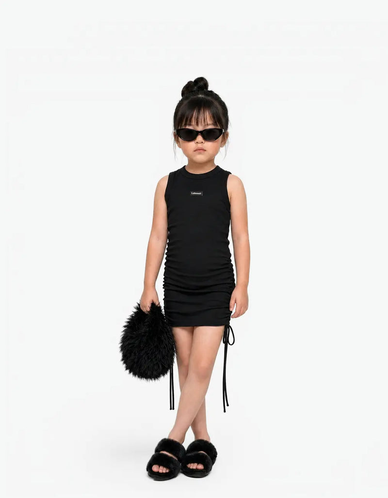 Ribbed Ruched Tank Dress, Oreo Cookie