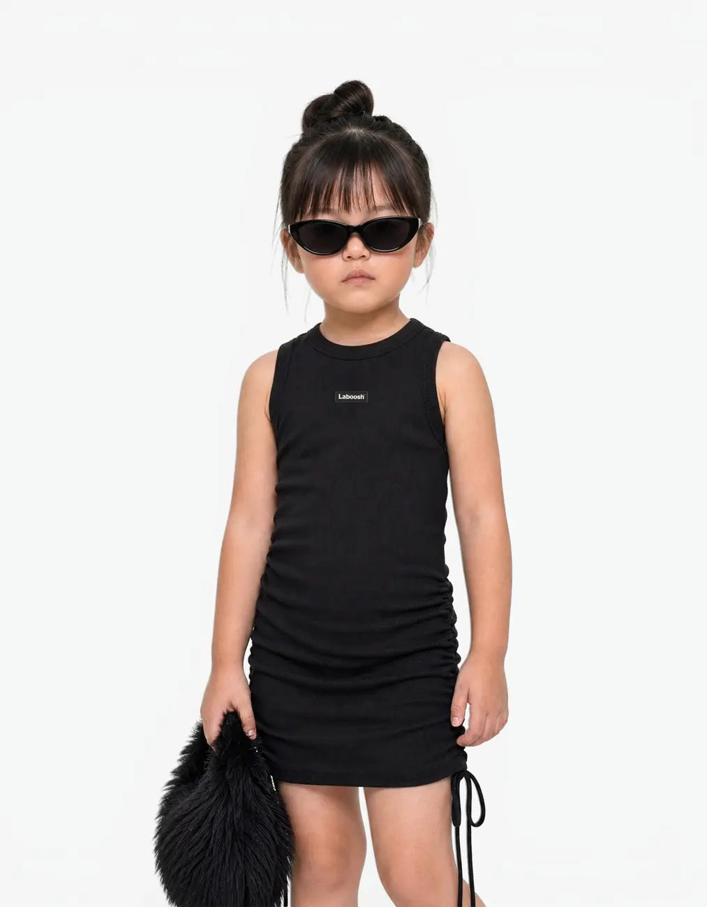 Ribbed Ruched Tank Dress, Oreo Cookie