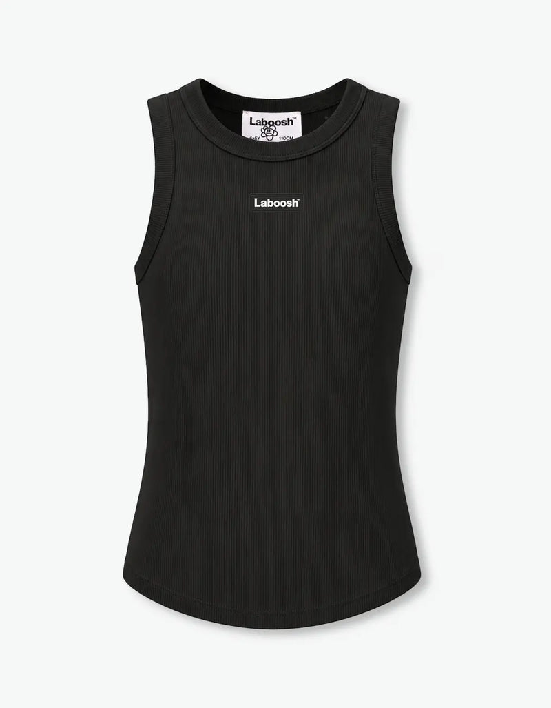 Black Ribbed Sleeveless Top — alt view