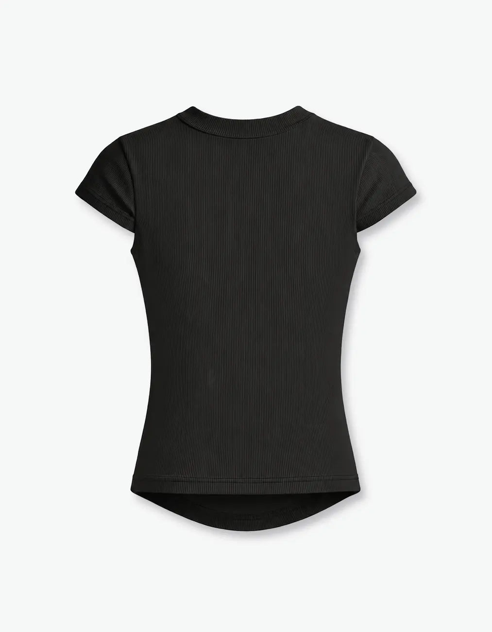 Girl modelling Black long-sleeve top, back view, Laboosh™ detail on the chest, set against a bright white background.