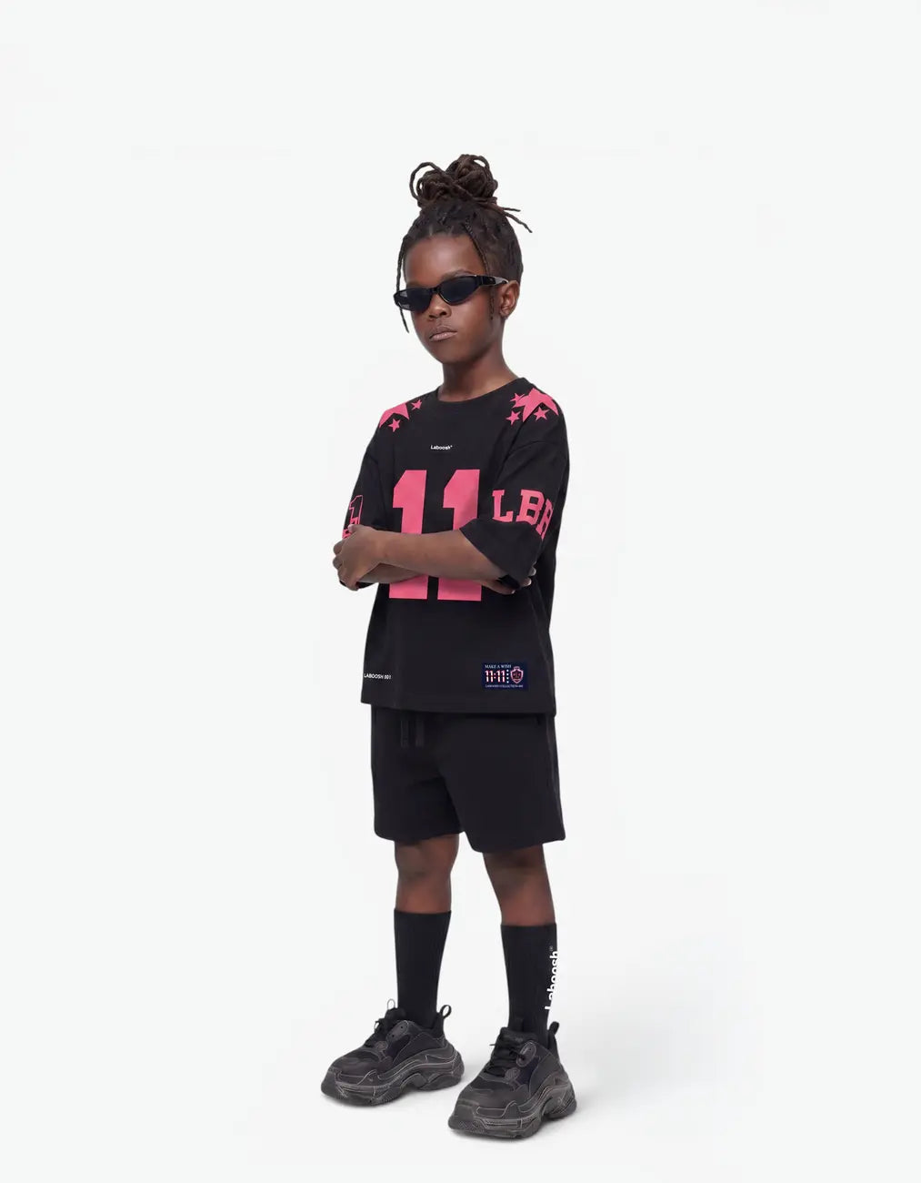 11:11 Pink Star Tee, Black