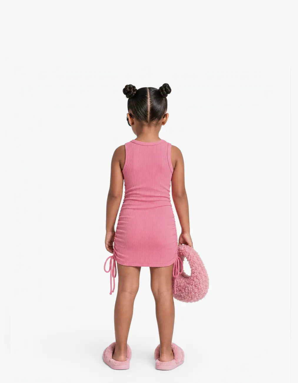 Ribbed Ruched Tank Dress, Pink Lemonade
