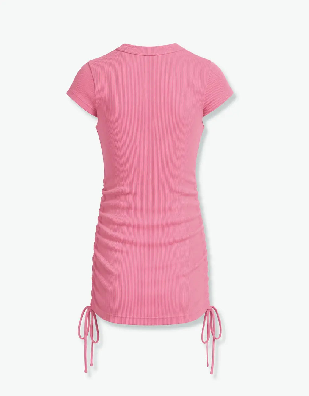Ribbed Ruched Sleeve Dress, Pink Lemonade