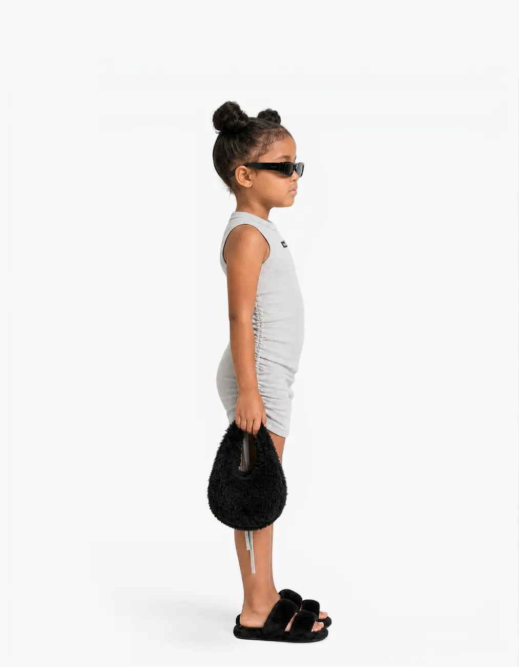Ribbed Ruched Tank Dress, Cloud