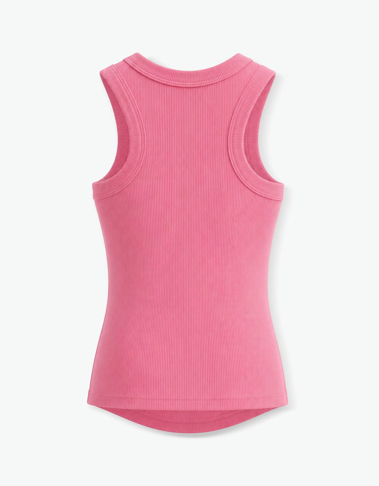 Pink ribbed tank top for girls by Laboosh™, flat back product shot of the sleeveless ribbed-knit tank on a white background