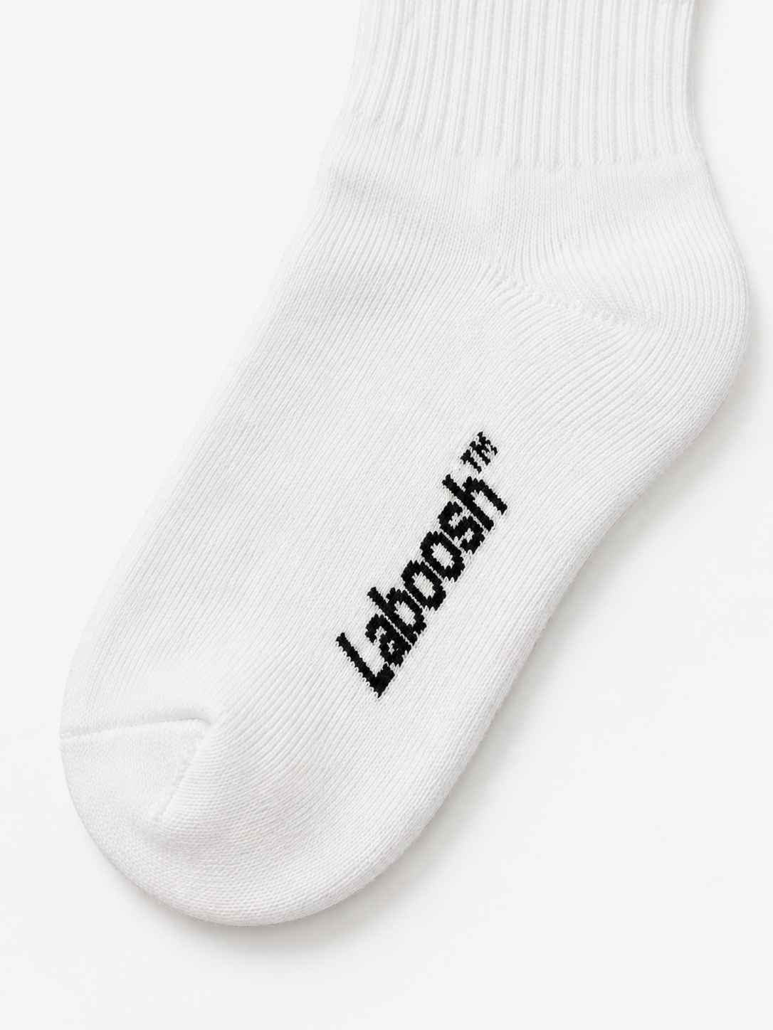 White Crew Socks – Black Box Logo Ribbed Socks | Laboosh™