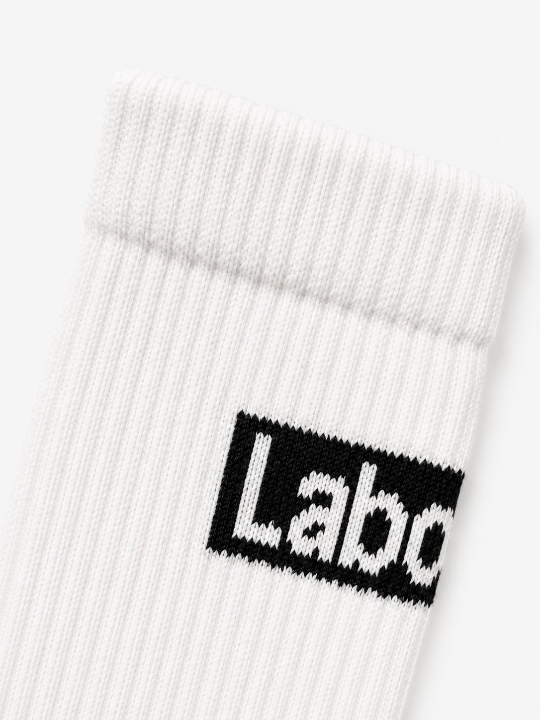 White Crew Socks – Black Box Logo Ribbed Socks | Laboosh™